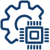 Icono de rueda de sistema con chip
